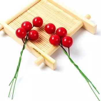 100 шт. Для венка, украшения для дома, маленькие ягоды, вишня, искусственные пенопластовые фрукты, рождественские украшения 1cm