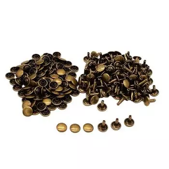 100 шт. двухсторонние заклепки из кожи для одежды, сумки, куртки 8x8 мм 8x8mm бронзовый