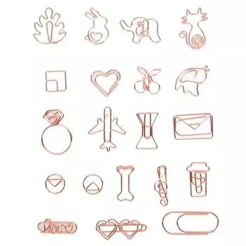 100 шт. фигурные скрепки для бумаг, милые декоративные гальванические металлические закладки, скрепки для офиса и школы