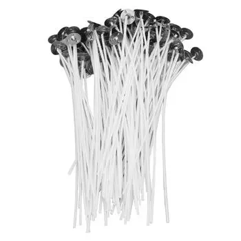 100 шт. фитиль для свечей из хлопка 15 см5,9 дюйма обычный белый соевый воск с основой для изготовления ароматических свечей