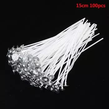 100 шт. фитили для изготовления свечей, покрытые натуральным соевым фитилем 15cm 100pcs