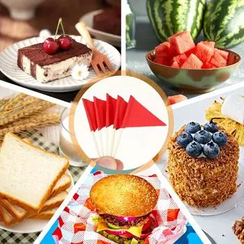 100 шт. флажков-зубочисток, мини-маленькие красные треугольные палочки, пустые флажки, маркеры для фруктов и сыра, флажки для закусок на фуршет на свадьбу 100pcs красный