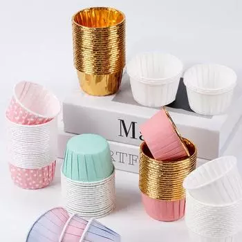 100 шт. формы для кексов, безопасные для духовки, маслостойкие удобные бумажные чашки для выпечки кексов