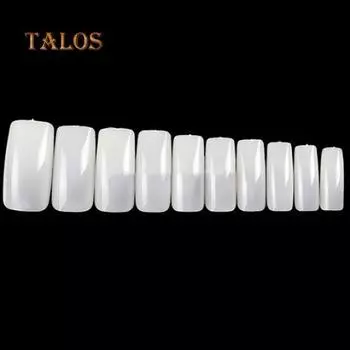 100 шт. французские акриловые накладные ногти с полным покрытием и коробкой для хранения для ухода за ногтями