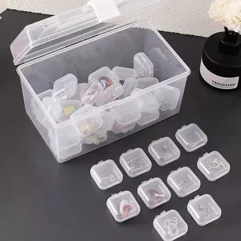100 шт. футляр для хранения ювелирных изделий из АБС-пластика, прозрачный квадратный пластиковый корпус, мини-коробка для хранения, поделки своими руками 100PCS