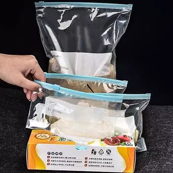 100 шт. герметичных пакетов с застежкой-молнией, пищевой мешок для хранения свежих продуктов, бытовой холодильник, упаковочный мешок для пищевых продуктов, многоразовый герметичный мешок M 60PCS
