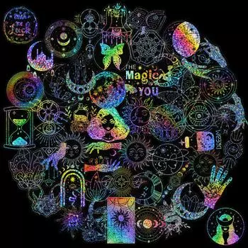 100 шт голографические наклейки DIY Волшебный мир наклейки для домашних животных блестящие наклейки для ноутбука, багажа, скейтборда, телефона, игрушки