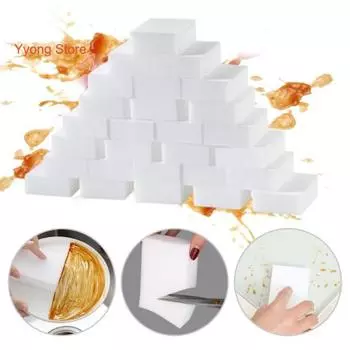 100 шт., губки-ластики, многофункциональная чистящая губка для бытовой кухни, ванной комнаты, долговечные и легко чистящиеся губки белый