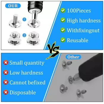 100 шт. гвоздей с гайками и винтами M8 для ручного стального гвоздезабивного пистолета, диаметр 7,3 мм, удлиненный гвоздезабивной пистолет для бетона, заклепки, многоцелевые гвозди K