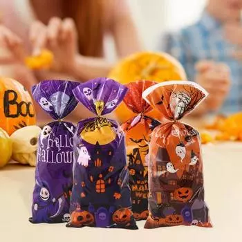 100 шт. Хэллоуин конфеты мешок призрак тыква замок угощение мешок герметичный еда