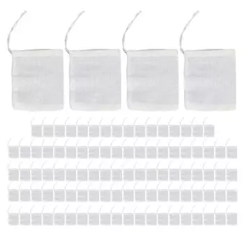 100 шт. хлопковые мешочки на шнурке 8 см x 10 см многоразовые фильтры для остатков чая экологически чистый чай L