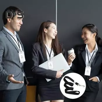 100 шт. хлопковых шнурков, держателей для бейджей с именем, удобных шейных ремней с зажимами для офиса и школы, вращающийся крючок чёрный