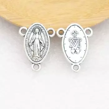 100 шт. христианская молитва овальная 3-отверстие кулон винтажные металлические украшения четки ожерелье кулон домашний офис комната декор 100pcs