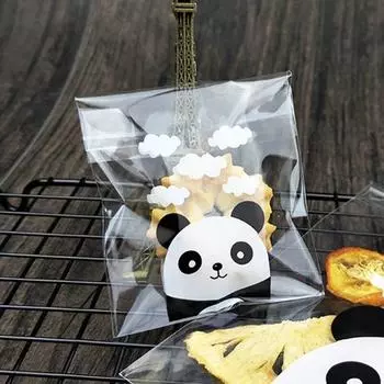 100 шт. хрустящее печенье с фруктовой нугой в виде панды и снежинки в прозрачной подарочной упаковке 7x 7