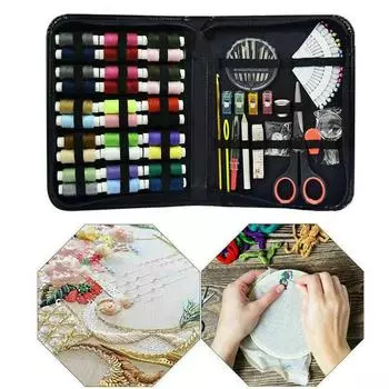 100 шт. иглы необходимые швейные наборы иглы нитки ножницы набор коробка домашний игольница коробка наборы портативный 23*16*2.5cm