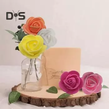 100 шт., имитация головы розы из пенопласта, без полива, уникальная 3,5 см, искусственная голова розы, украшение «сделай сам», детский душ белый