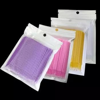 100 шт. индивидуальные аппликаторы, палочки для туши для ресниц, одноразовые кисти для макияжа, микрокисти для наращивания ресниц, инструменты для макияжа светло-фиолетовый