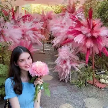 100 шт. Искусственная пампасная трава, имитация тростника, MEIHON, домашняя жизнь, место проведения свадьбы, градиентный цвет 55cm розы красного