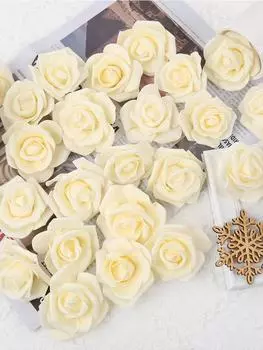 100 шт. искусственные головки цветов розы, настоящие пенопластовые поддельные розы для DIY, свадебные украшения для детского душа, центральные композиции, праздничные столы, украшения для дома красный