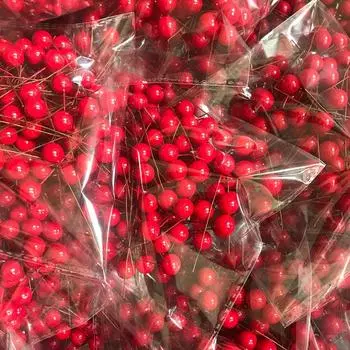 100 шт. искусственные зеленые листья падуба, рождественские украшения, золотые красные стебли падуба, рождественский венок, подарки, декор для вечеринки золотой