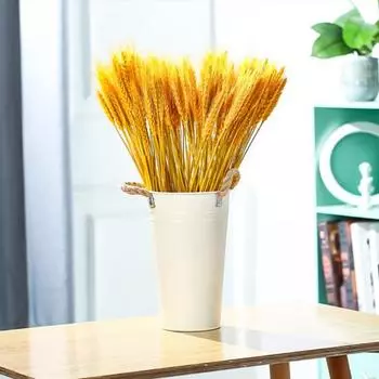 100 шт. искусственных колосков пшеницы со стеблем, реалистичные, не увядающие, не требующие полива, свадебные фотореквизиты для внутреннего и наружного использования, украшения для сада, офиса, искусственное растение светло-желтого