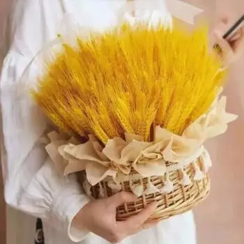 100 шт., искусственный пшеничный початок со стеблем, реалистичный, не увядающий, без полива, реквизит для свадебной фотографии, в помещении, на открытом воздухе, для домашнего офиса, сада, украшение, искусственное светло-желтого