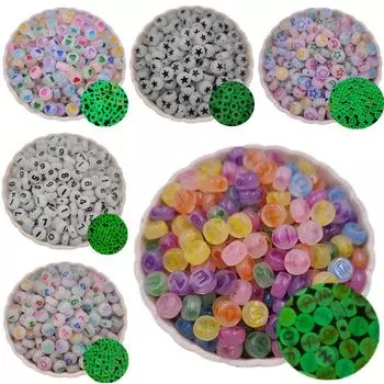 100 шт. Изготовление ювелирных изделий Серебристые DIY для Звезды Луны Буква Номер Свободные бусины Кулон Ожерелье Браслет Multicolor Letter