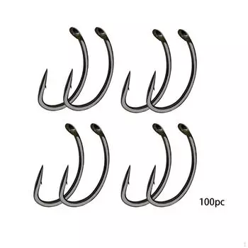 100 шт. изогнутые рыболовные крючки с зазубринами для сухого оборудования, пресноводные морские снасти Black 0.53cmx0.17cm