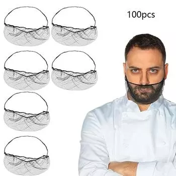 100 шт. Эластичные Удобные Защитные Сетки для Бороды для Общественного Питания (черный)