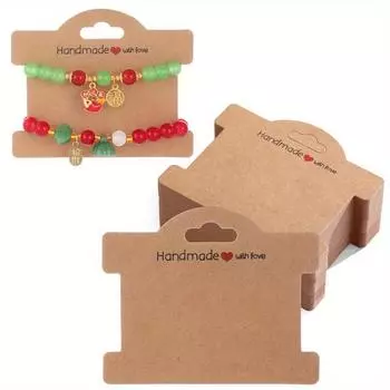 100 шт. Карточек для демонстрации ювелирных изделий, коричневая крафт-бумага, 3,5x3,8 дюйма, многоцелевые Карточки для демонстрации ювелирных изделий для резинок для волос, ожерелий Pack of 100 коричневый