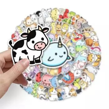 100 шт. кавайные наклейки с мультяшными животными, водонепроницаемые, устойчивые к выцветанию, сильная клейкая наклейка для ноутбуков, телефонов, чемоданов