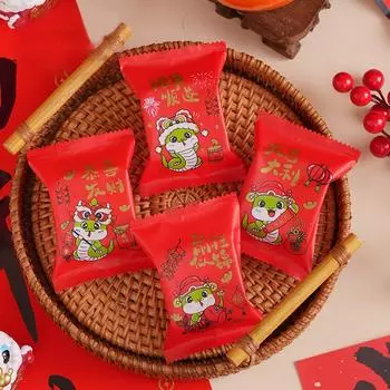100 шт. Китайский Новый год DIY Снежинка Хрустящая Нуга Упаковка Выпечка Печенье Конфеты Запечатанные Пакеты Украшения Для Вечеринки 13 7x10cm