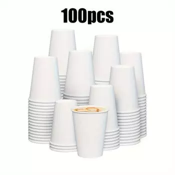 100 шт., кофейный стаканчик, герметичный бумажный стаканчик для пищевых продуктов, одноразовый кофейный стаканчик, горячий бумажный стаканчик, белый бумажный стаканчик для горячих и холодных напитков 100pcs