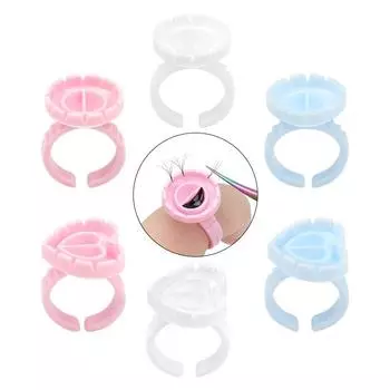 100 шт. кольцо с клеем в виде сердца, держатель для наращивания ресниц, кольцо-поддон для татуировки, пигмент, клей, гель, контейнер для клея, инструменты для макияжа