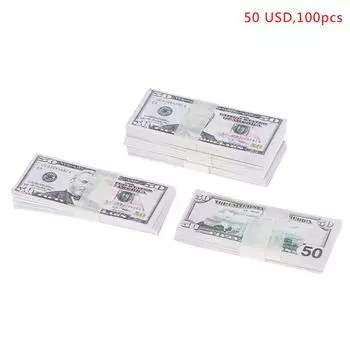 100 шт./компл. 1:12 кукольных домиков 5/10/20/50/100 долларов, модель банкнот, декор