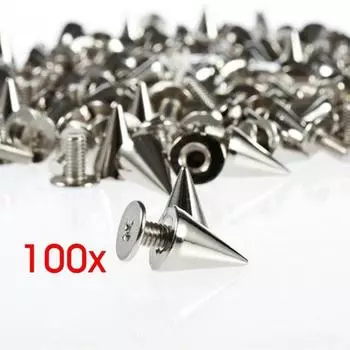 100 шт. / Компл. 9,5 мм серебряные конические шипы с отвинчивающимися шпильками DIY Craft Cool Rivets Punk 100pcs
