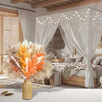 100 шт./компл. букет из натуральной сушеной травы без вазы многоразовый для гостиной, домашнего офиса, свадебное украшение, осеннее растение, комплект тростниковых листьев Sets