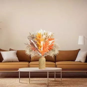 100 шт./компл. букет из натуральной сушеной травы без вазы многоразовый для гостиной, домашнего офиса, свадебное украшение, осеннее растение, комплект тростниковых листьев Sets