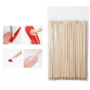 100 шт./компл. дизайн ногтей 4 разных размера палочки из оранжевого дерева, толкатель для удаления кутикулы, инструменты для маникюра
