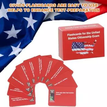 100 шт./компл. карточки для теста по американскому гражданскому праву USCIS Civics 100 штатов Вопросы Ответы Объединенное собеседование Экзамен на гражданство США по натурализации