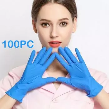 100 шт./компл. одноразовые сверхмощные нитриловые перчатки, кухонные нитриловые одноразовые перчатки для мытья посуды, 100 шт. для левой и правой руки S синий