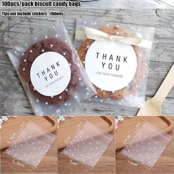 100 шт./компл., пищевой пластиковый пакет для десерта, милые пакеты для упаковки печенья 5.5 cm