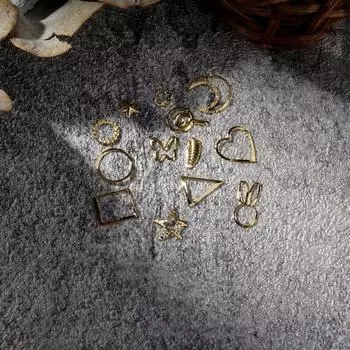 100 шт./компл. подвески для ногтей с блестящим 3D-эффектом, невыцветающие металлические чипсы, подвески, заклепки, украшения для ногтей E