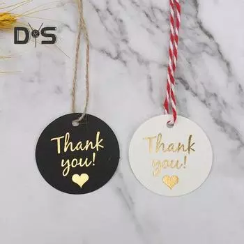 100 шт./компл., подвесные бирки, круглые бумажные сердечки с узором «спасибо», подвесные подарочные бирки, свадебные сувениры белый