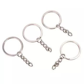 100 шт./компл. Серебряный Никель Металл Круглый DIY Брелок Брелок Ювелирные Изделия Фурнитура Аксессуары (30мм)