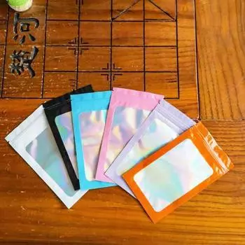100 шт./компл., сумки с застежкой-молнией, привлекательные запахозащищенные голографические цветные косметические пакеты для лазерной упаковки для кухни 6*10cm белый