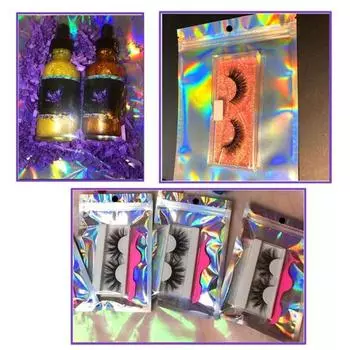 100 шт./компл., закрывающиеся голографические сумки на молнии, 3 размера, закрывающиеся голографические сумки для дома 6cm x 10cm