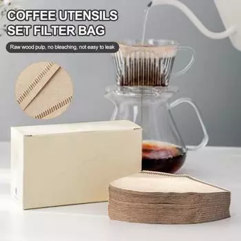 100 шт. конусный фильтр для кофе, утолщенный пищевой фильтр с безопасным краем, прессованный из тонкой бумаги, оригинальный фильтр-мешок из древесной массы 100pcs