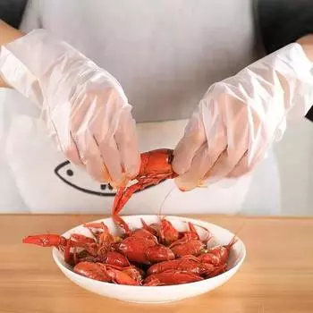 100 шт./кор. Перчатки без латекса, одноразовые перчатки TPE, прозрачные, нескользящие, для работы с кислотой, пищевые, бытовые перчатки для уборки