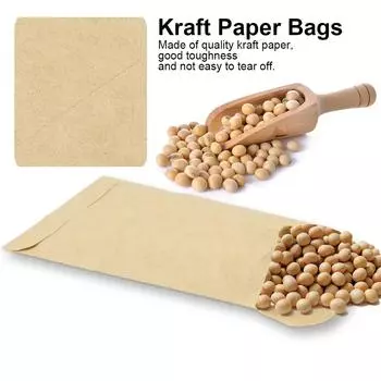 100 шт. крафт-бумажные пакеты для кукурузы, пшеницы, риса, семена, упаковка, прочная сумка, конверт, крафт-пакеты